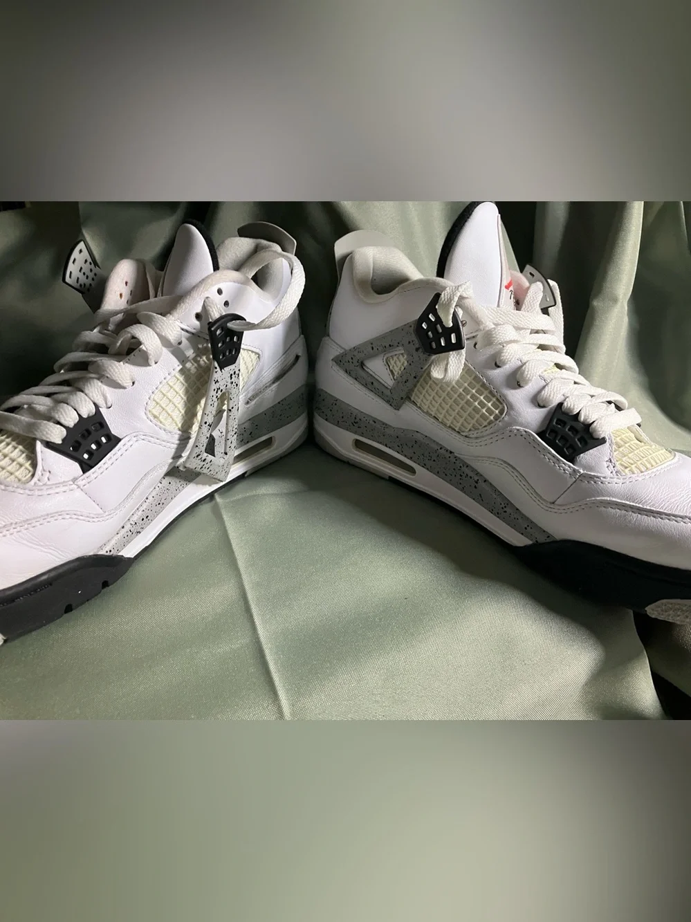 Air Jordan White Black Cement Grey Retro 4 Sneakers